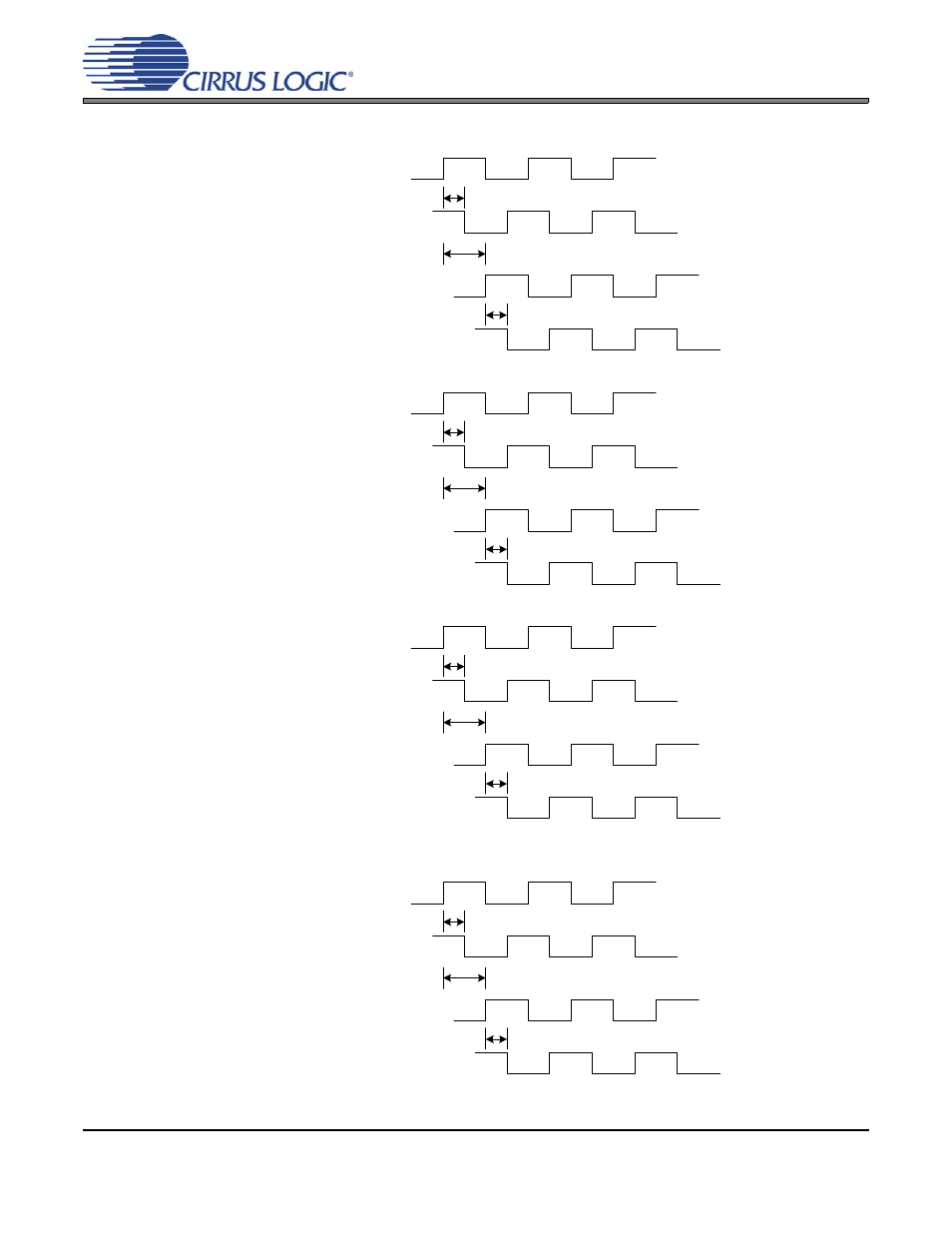 Figure 31. pwm output delay, Figure 31.pwm output delay, Pwmouta2+ pwmouta2- pwmoutb2+ pwmoutb2 | Pwmouta1+ pwmouta1- pwmoutb1+ pwmoutb1, Pwmouta3+ pwmouta3- pwmoutb3+ pwmoutb3, Pwmouta4+ pwmouta4- pwmoutb4+ pwmoutb4 | Cirrus Logic CS44800 User Manual | Page 72 / 80
