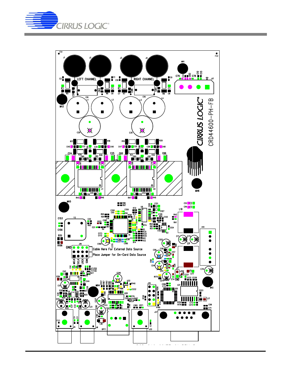 Crd44600-ph-fb layout, Figure 15. silk screen top, 15 through | To figure 15 for the preferred component layout, Nector. again, refer to figure 15 | Cirrus Logic CRD44600-PH-FB User Manual | Page 21 / 32