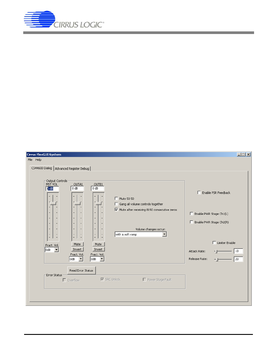 Gui control, 1 cs44600 dialog tab, Figure 1. cs44600 dialog tab | Cirrus Logic CRD44600-PH-FB User Manual | Page 6 / 32
