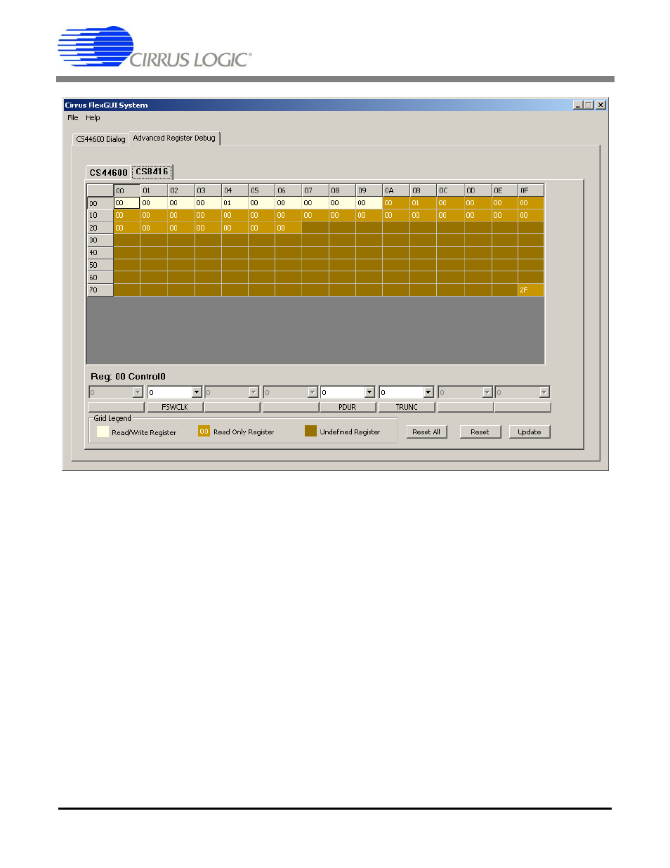 Figure 3. advanced register debug tab - cs8416 | Cirrus Logic CRD44600-PH-FB User Manual | Page 8 / 32