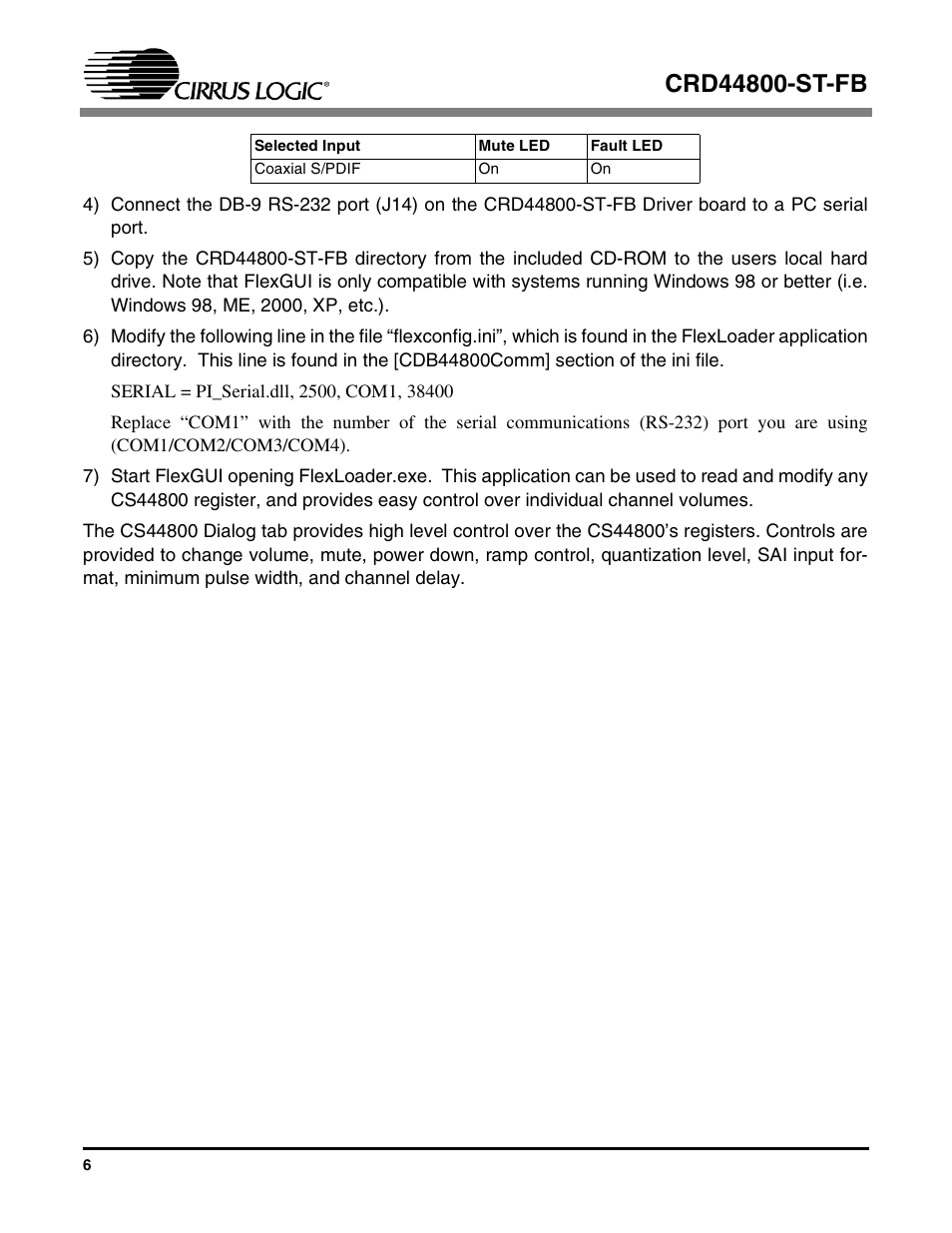 Cirrus Logic CRD44800-ST-FB User Manual | Page 6 / 28