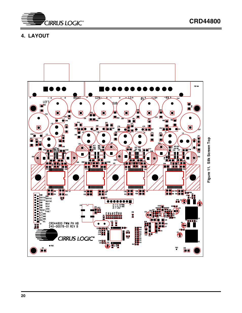 Layout, Figure 11. silk screen top | Cirrus Logic CRD44800 User Manual | Page 20 / 29