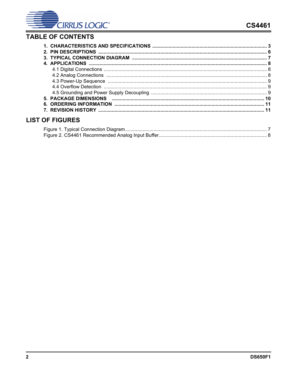 Cs4461 | Cirrus Logic CS4461 User Manual | Page 2 / 11