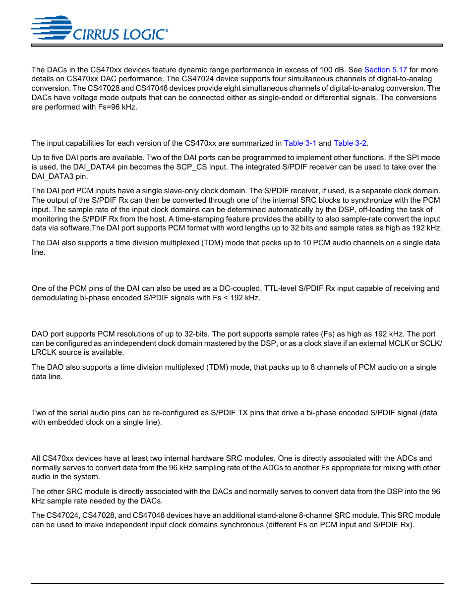 2 digital to analog converter port (dac), 3 digital audio input port (dai), 4 s/pdif rx input port (dai) | 5 digital audio output port (dao), 6 s/pdif tx output port (dao), 7 sample rate converters (src) | Cirrus Logic CS470xx User Manual | Page 10 / 32