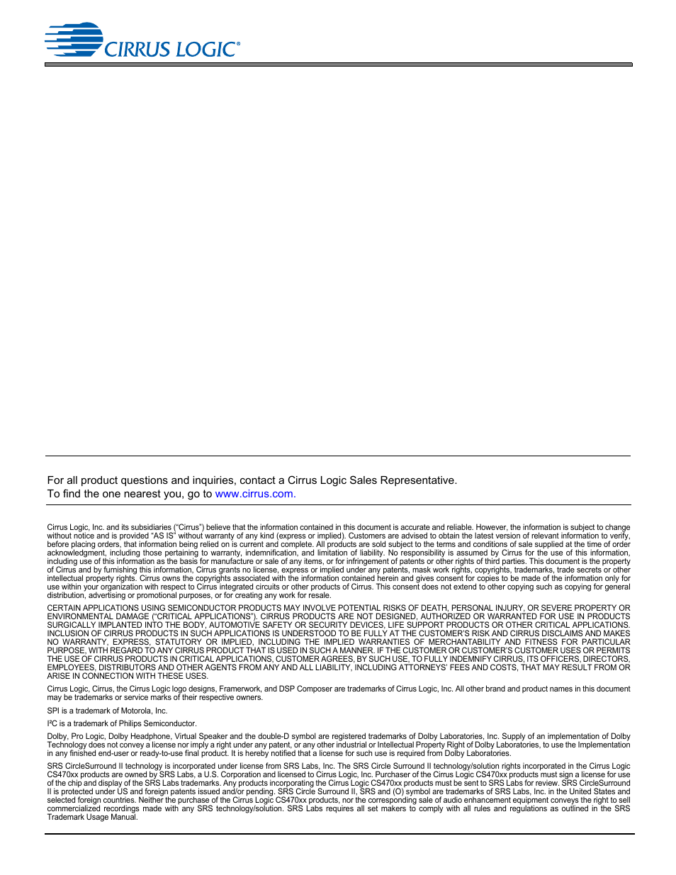 Contacting cirrus logic support | Cirrus Logic CS470xx User Manual | Page 3 / 32