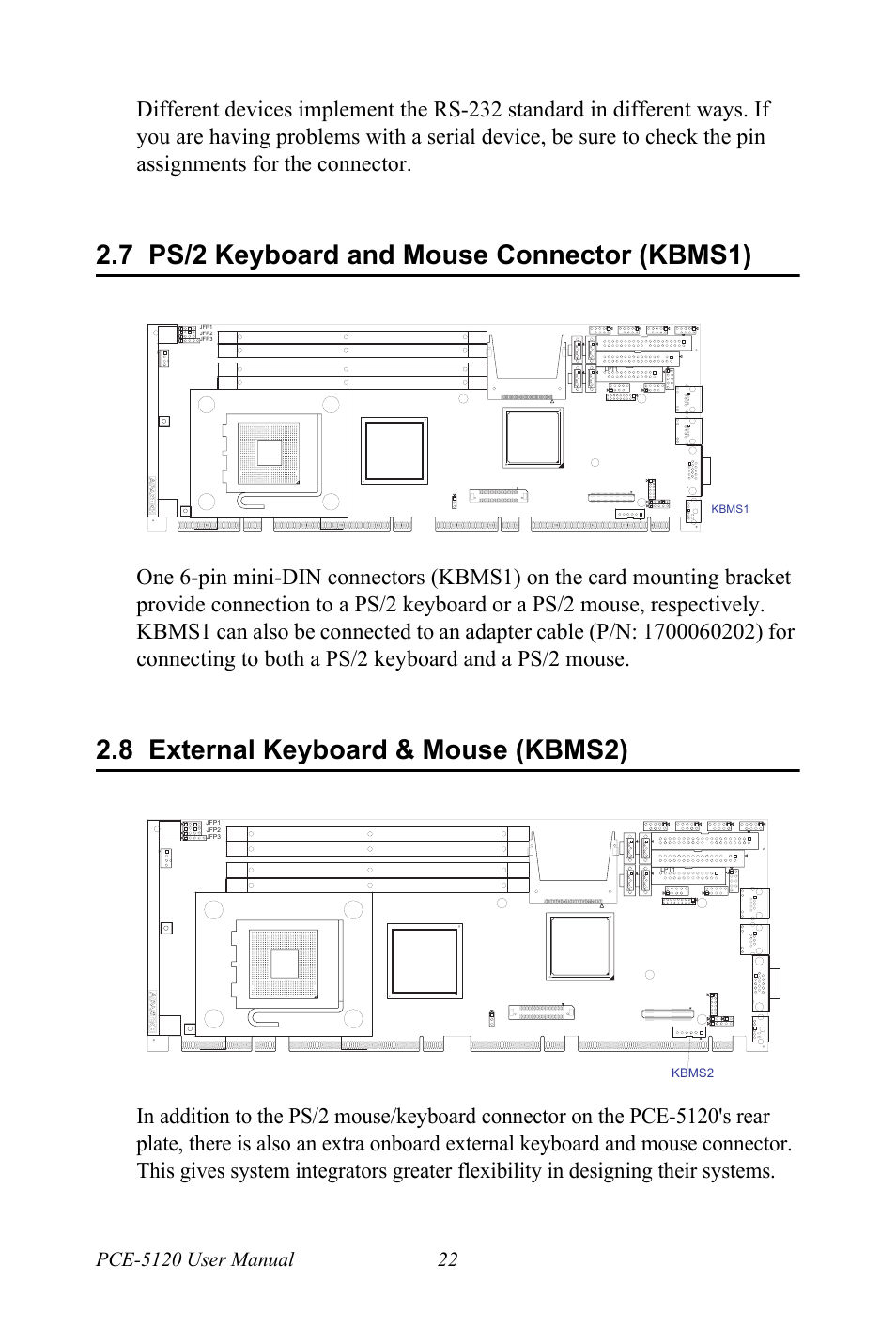 7 ps/2 keyboard and mouse connector (kbms1), 8 external keyboard & mouse (kbms2), Ps/2 keyboard and mouse connector (kbms1) | External keyboard & mouse (kbms2) | Advantech PCE-5120 User Manual | Page 38 / 122