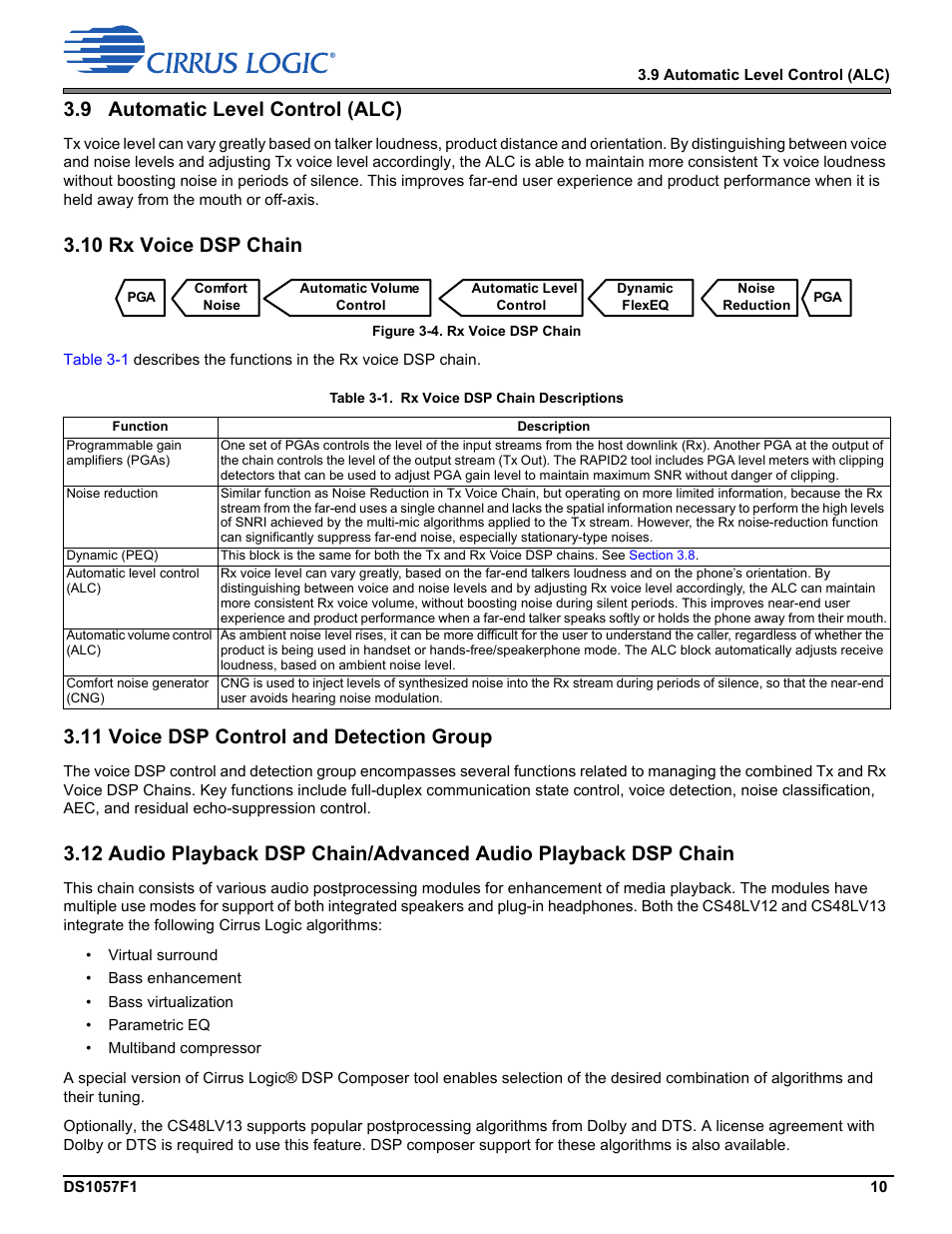 9 automatic level control (alc), 10 rx voice dsp chain, 11 voice dsp control and detection group | Cirrus Logic CS48LV13 User Manual | Page 10 / 26