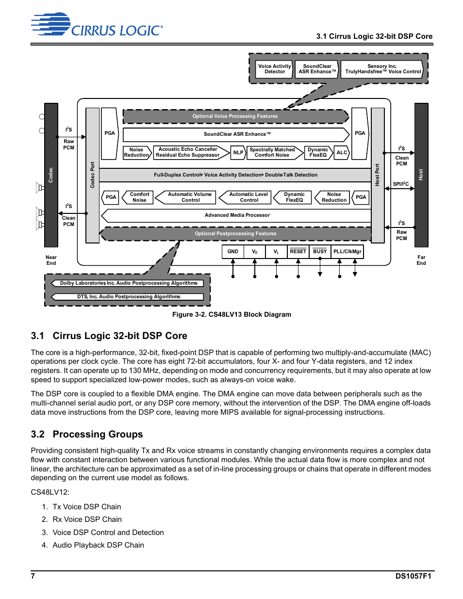 1 cirrus logic 32-bit dsp core, 2 processing groups | Cirrus Logic CS48LV13 User Manual | Page 7 / 26