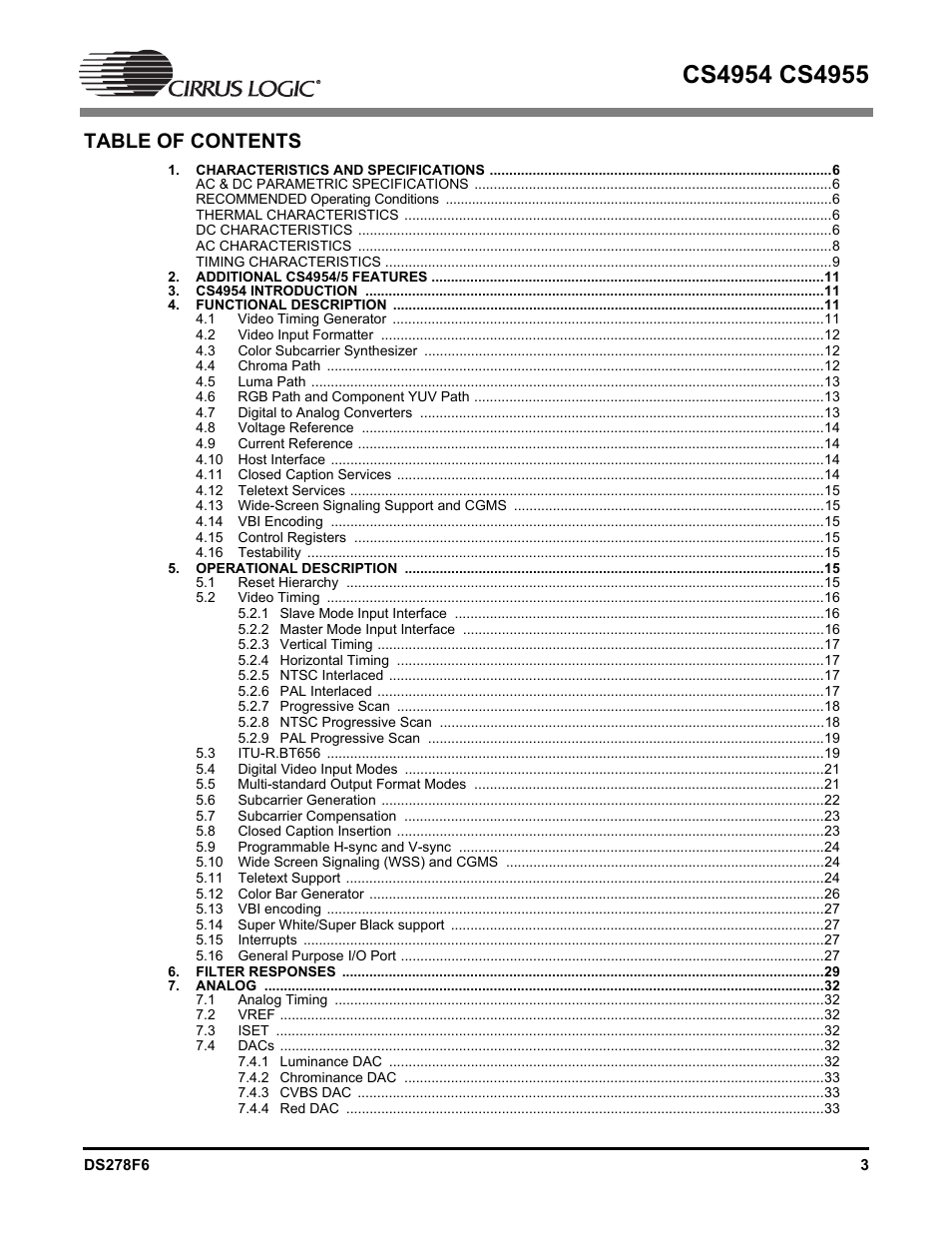 Cirrus Logic CS4955 User Manual | Page 3 / 60