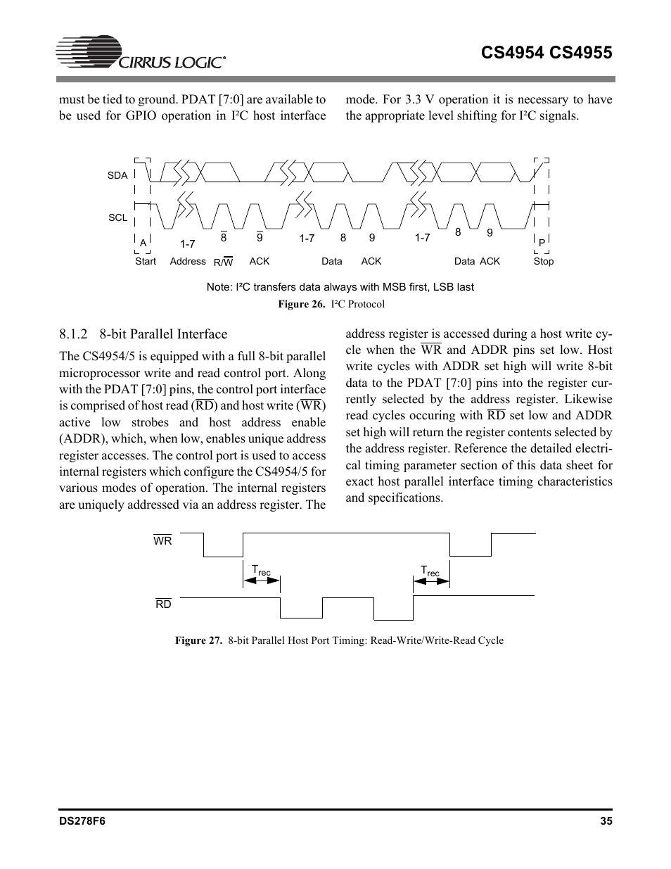 2 8-bit parallel interface | Cirrus Logic CS4955 User Manual | Page 35 / 60