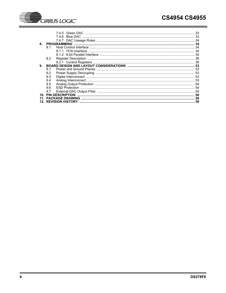 Cirrus Logic CS4955 User Manual | Page 4 / 60