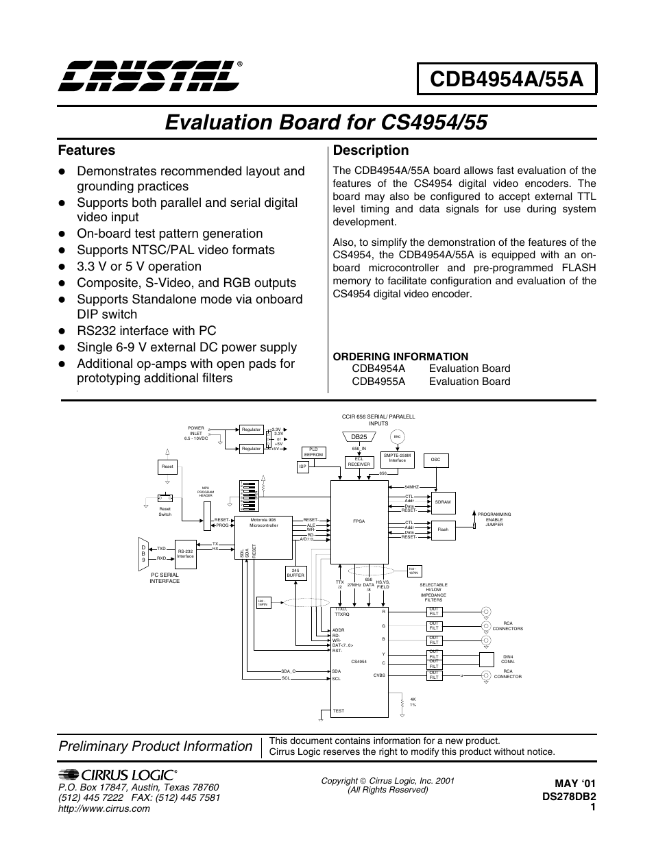 Cirrus Logic CDB4955A User Manual | 20 pages