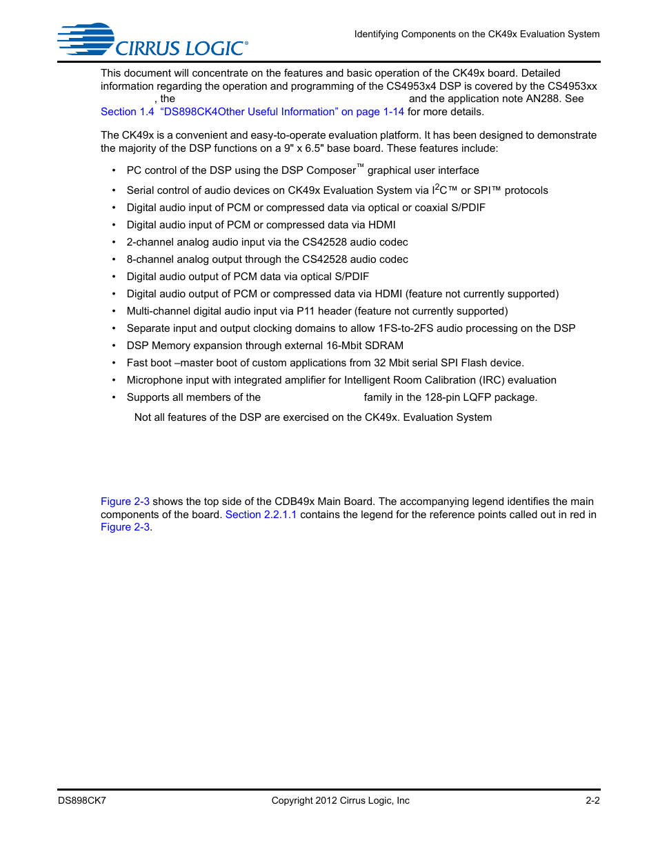 1 cdb49x main board components, 1 cdb49x main board components -2 | Cirrus Logic CK4970x4 User Manual | Page 23 / 63