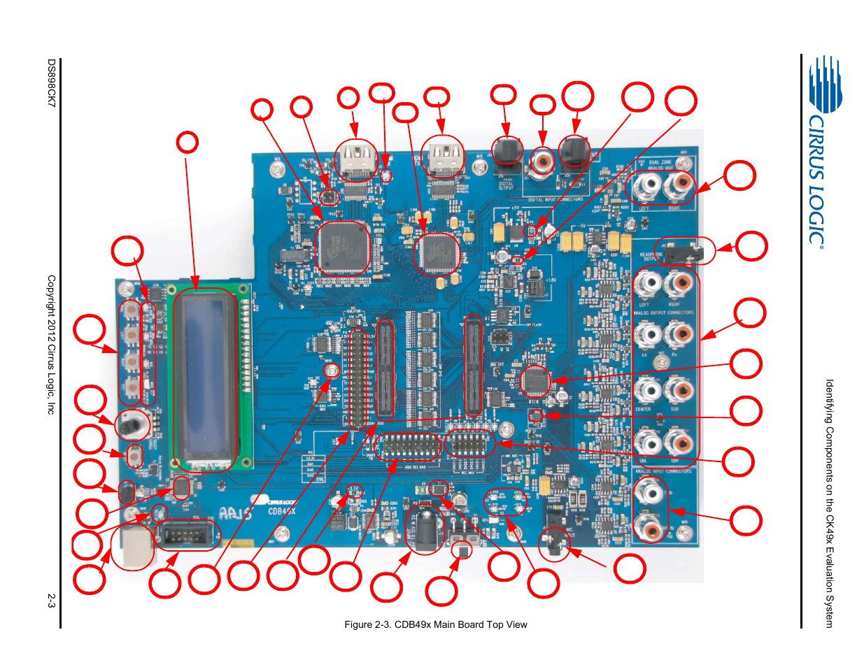 Figure 2-3. cdb49x main board top view -3, Figure 2-3 | Cirrus Logic CK4970x4 User Manual | Page 24 / 63