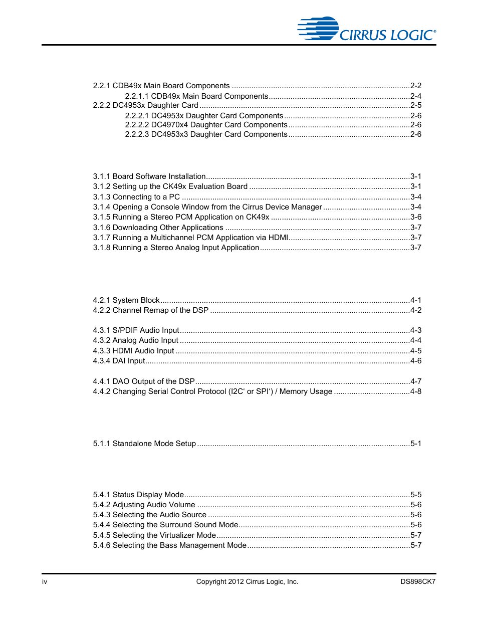 Cirrus Logic CK4970x4 User Manual | Page 4 / 63
