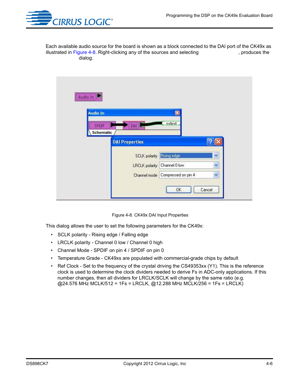4 dai input, 4 dai input -6, Figure 4-8. ck49x dai input properties -6 | Cirrus Logic CK4970x4 User Manual | Page 40 / 63