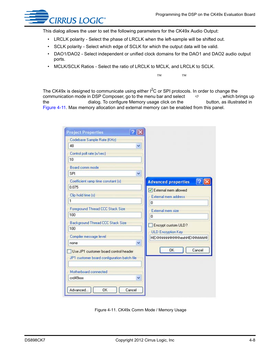 Figure 4-11. ck49x comm mode / memory usage -8, 2 changing serial control protocol (i, Or spi | Cirrus Logic CK4970x4 User Manual | Page 42 / 63
