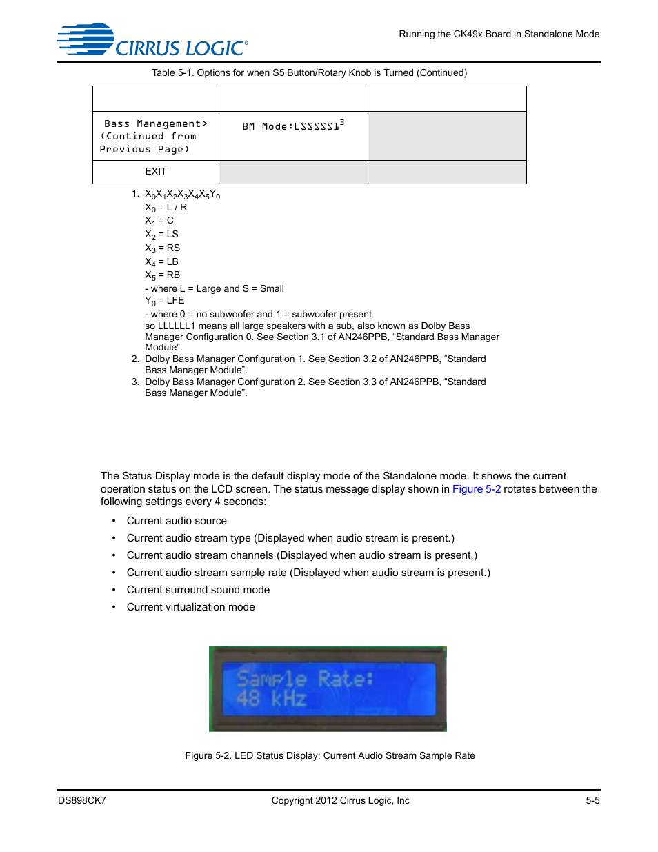 4 configuration modes details, 1 status display mode, 4 configuration modes details -5 | 1 status display mode -5 | Cirrus Logic CK4970x4 User Manual | Page 48 / 63