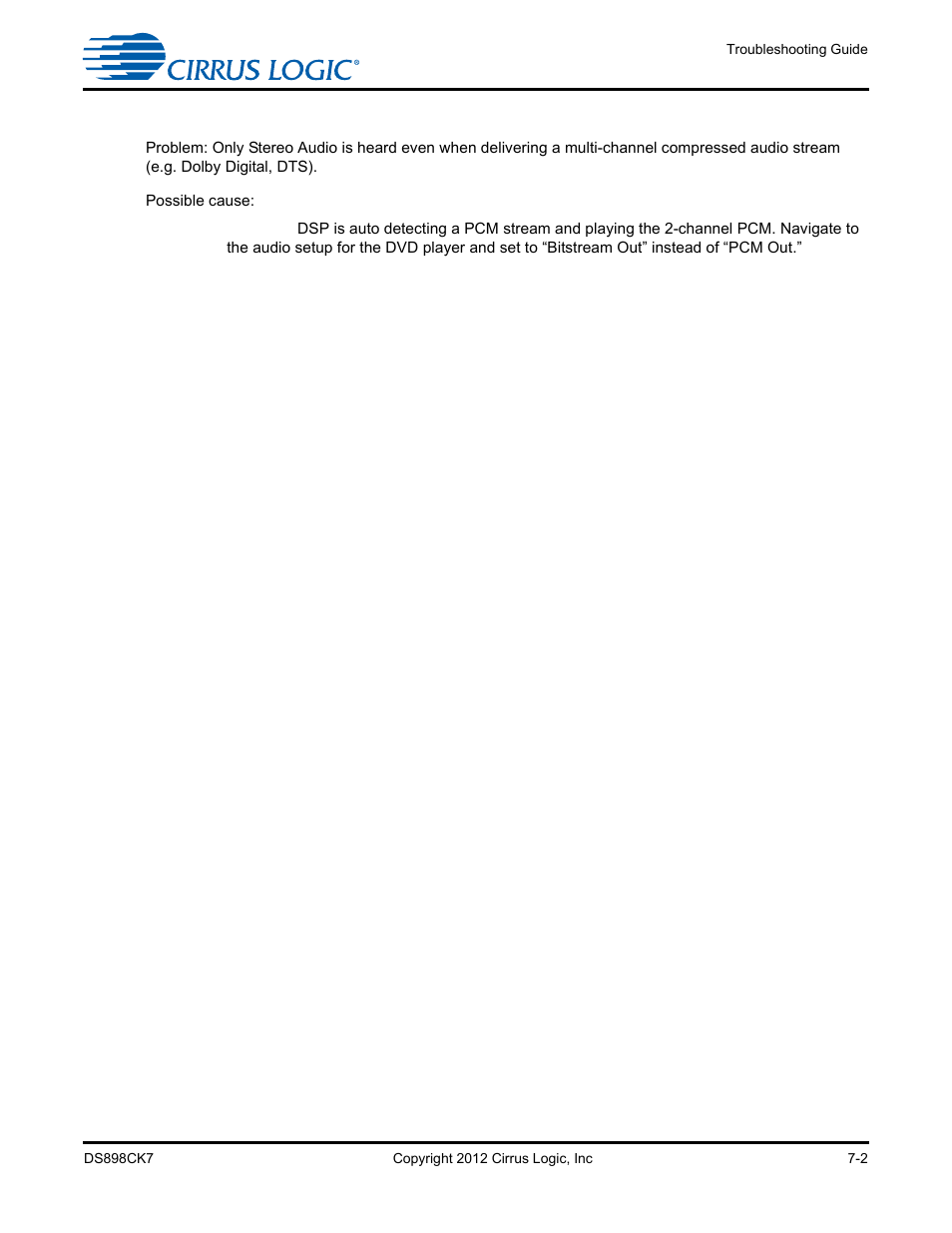 4 only stereo audio is heard, 4 only stereo audio is heard -2 | Cirrus Logic CK4970x4 User Manual | Page 54 / 63