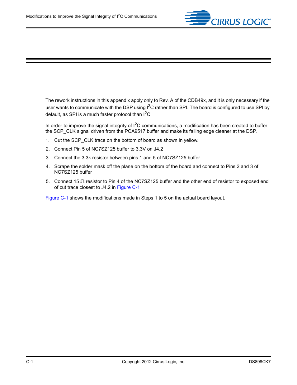 Appendix c cdb49x rev. a rework for i, Ccommunications | Cirrus Logic CK4970x4 User Manual | Page 59 / 63