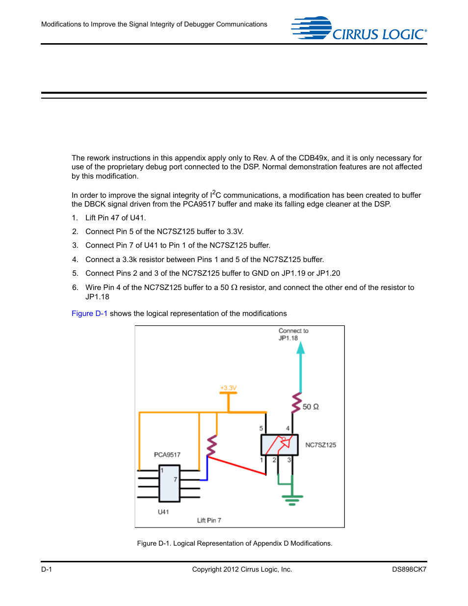 Appendix d cdb49x rev. a rework for i | Cirrus Logic CK4970x4 User Manual | Page 62 / 63
