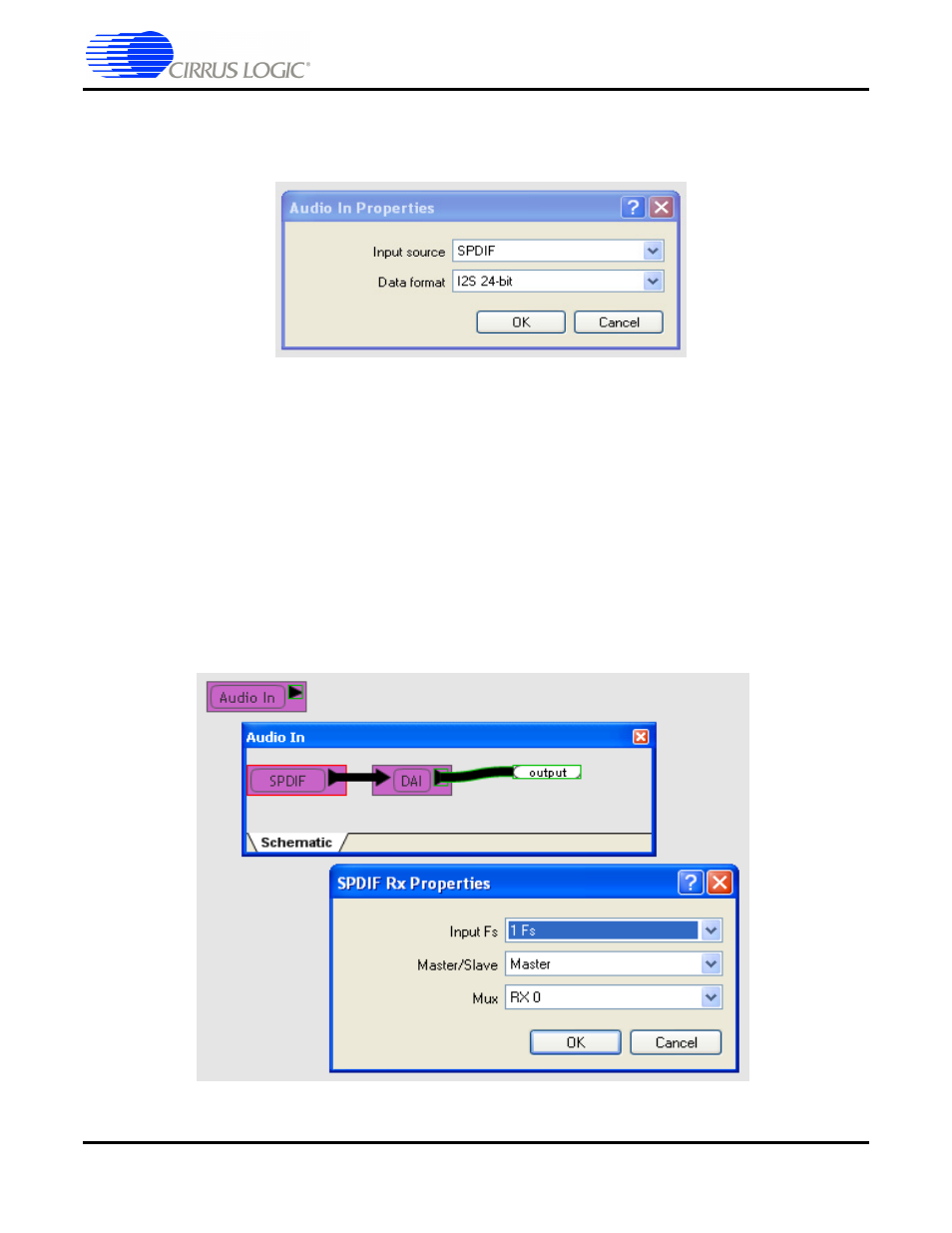 3 changing audio input source, 1 s/pdif audio input, 3 changing audio input source -4 | 1 s/pdif audio input -4, Figure 4-4. crd49530 audio in properties -4, Figure 4-5. crd49530 s/pdif rx properties -4 | Cirrus Logic CRD49530-USB User Manual | Page 29 / 50