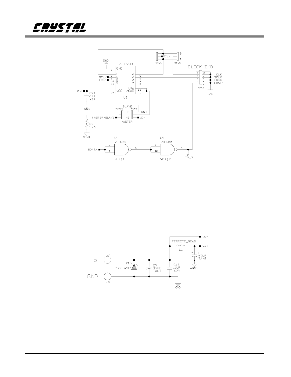 Figure 5. i/o interface for clocks and data, Figure 6. power supply | Cirrus Logic CDB5331A User Manual | Page 10 / 14