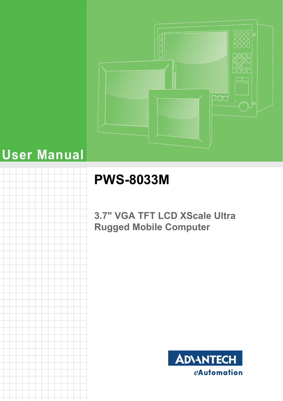 Advantech 3.7" VGA TFT LCD XSCale Rugged Mobile Computer PWS-8033M User Manual | 44 pages