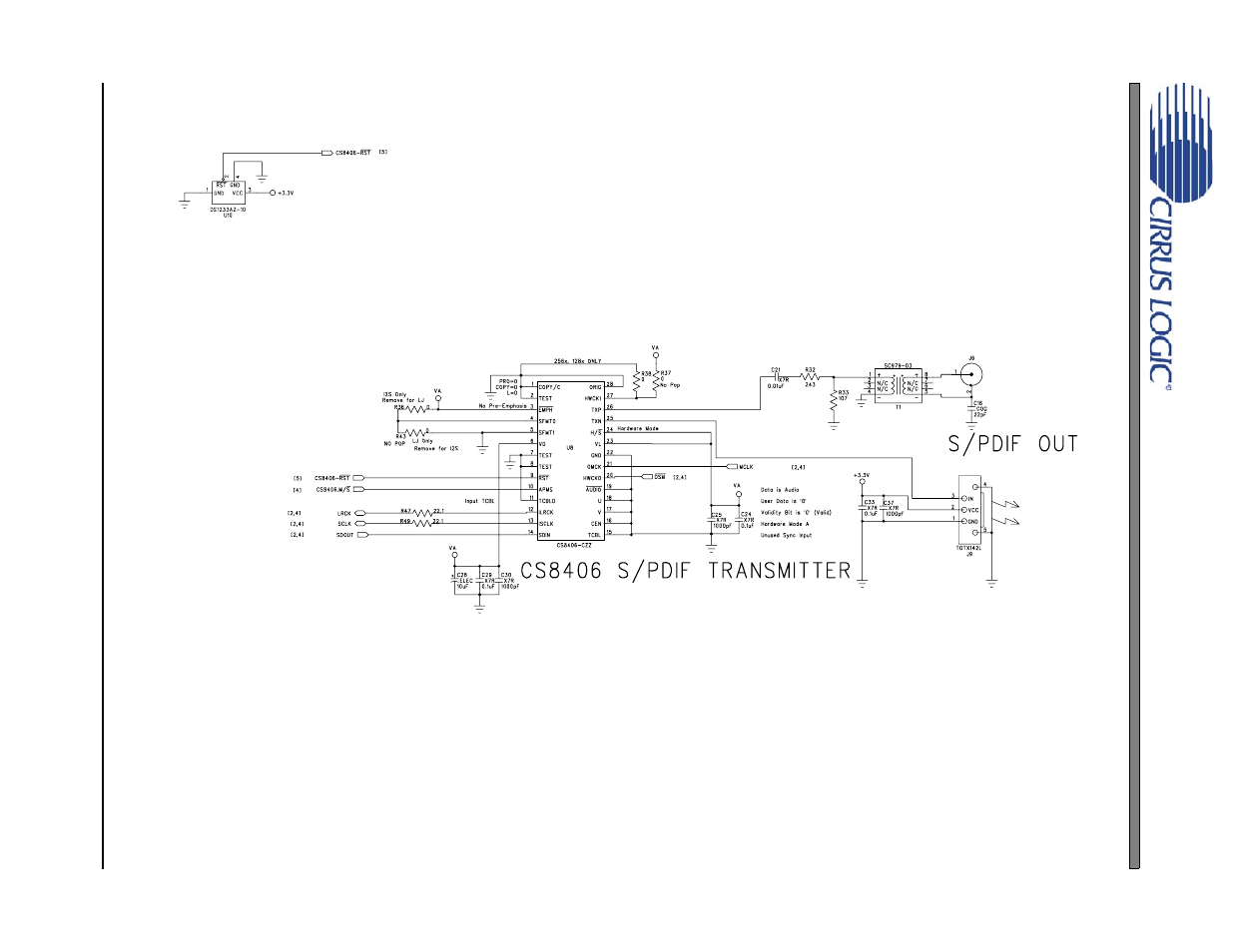 Figure 23. cs8406 s/pdif transmitter, Cdb5343 | Cirrus Logic CDB5343 User Manual | Page 18 / 23