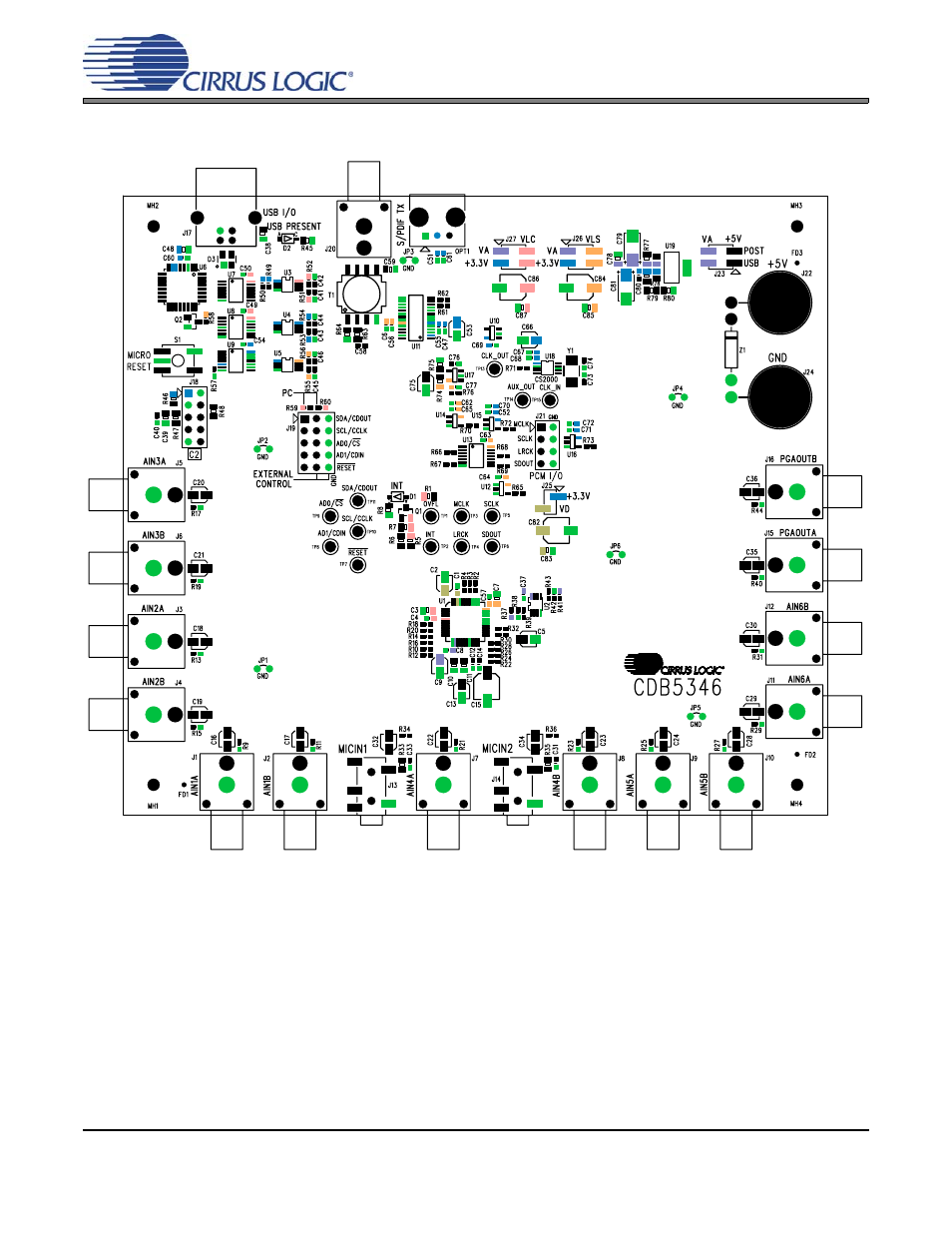 Cdb layout, Figure 9. component map, Figure 9.component map | Cirrus Logic CDB5346 User Manual | Page 16 / 20