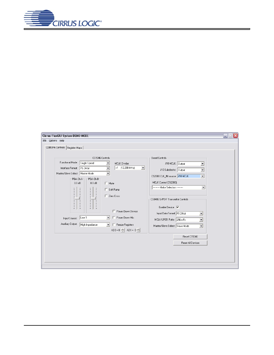 Pc software control, 1 cdb5346 controls tab, Figure 1. cdb5346 controls tab | Figure 1.cdb5346 controls tab | Cirrus Logic CDB5346 User Manual | Page 6 / 20