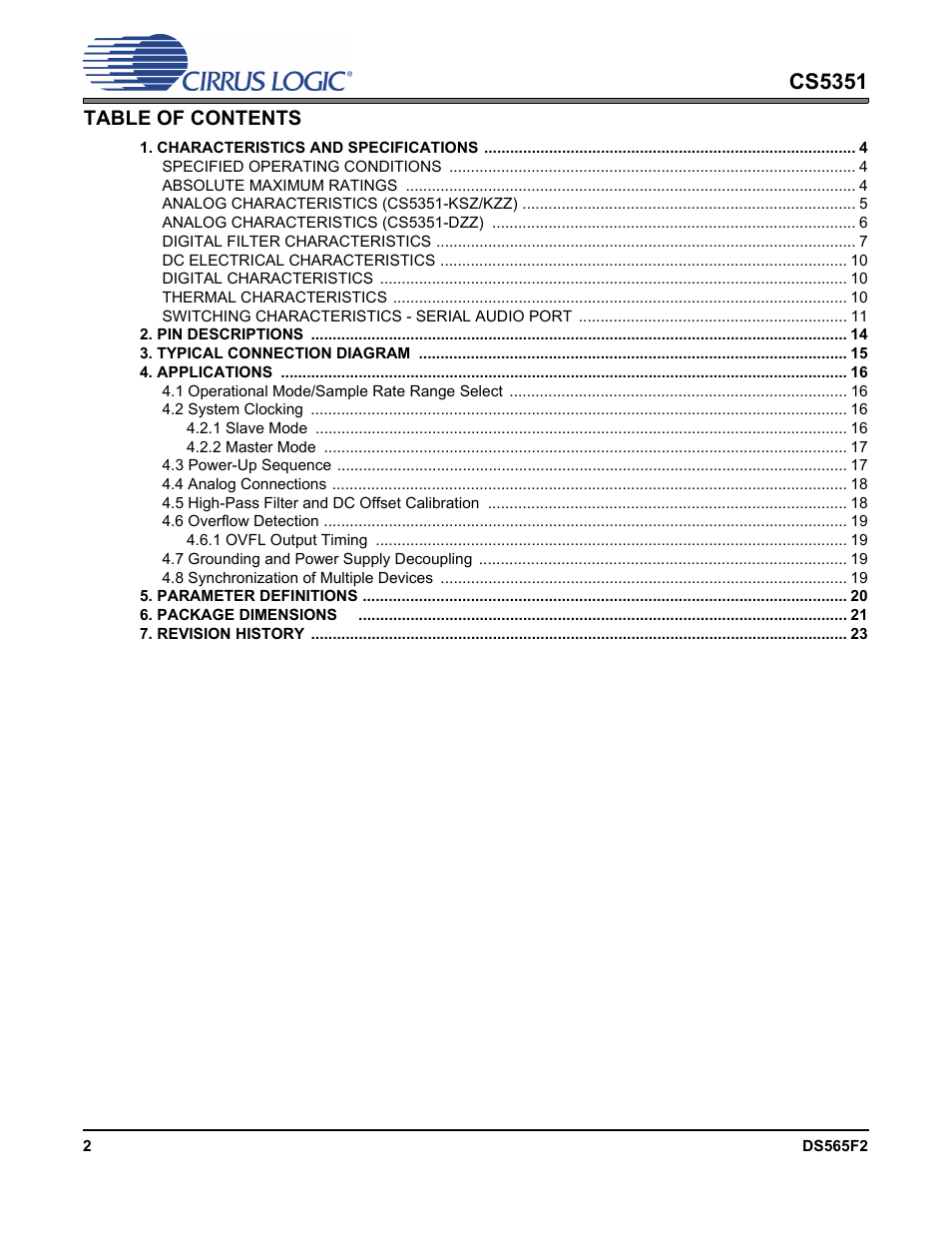 Cirrus Logic CS5351 User Manual | Page 2 / 23