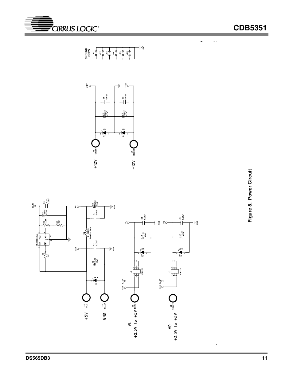 Figure 8. power circuit, Figure 8, Cdb5351 | Cirrus Logic CDB5351 User Manual | Page 11 / 16