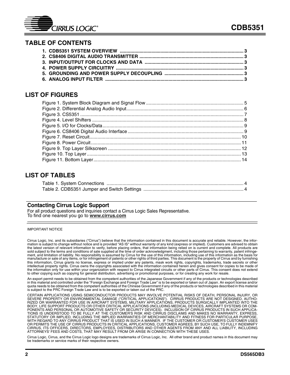 Cirrus Logic CDB5351 User Manual | Page 2 / 16