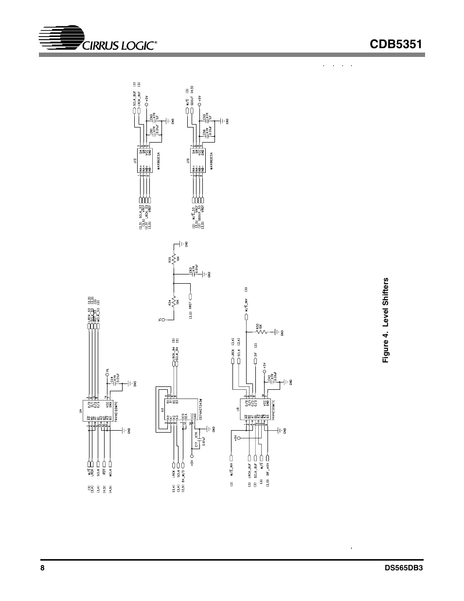 Figure 4. level shifters, Cdb5351 | Cirrus Logic CDB5351 User Manual | Page 8 / 16