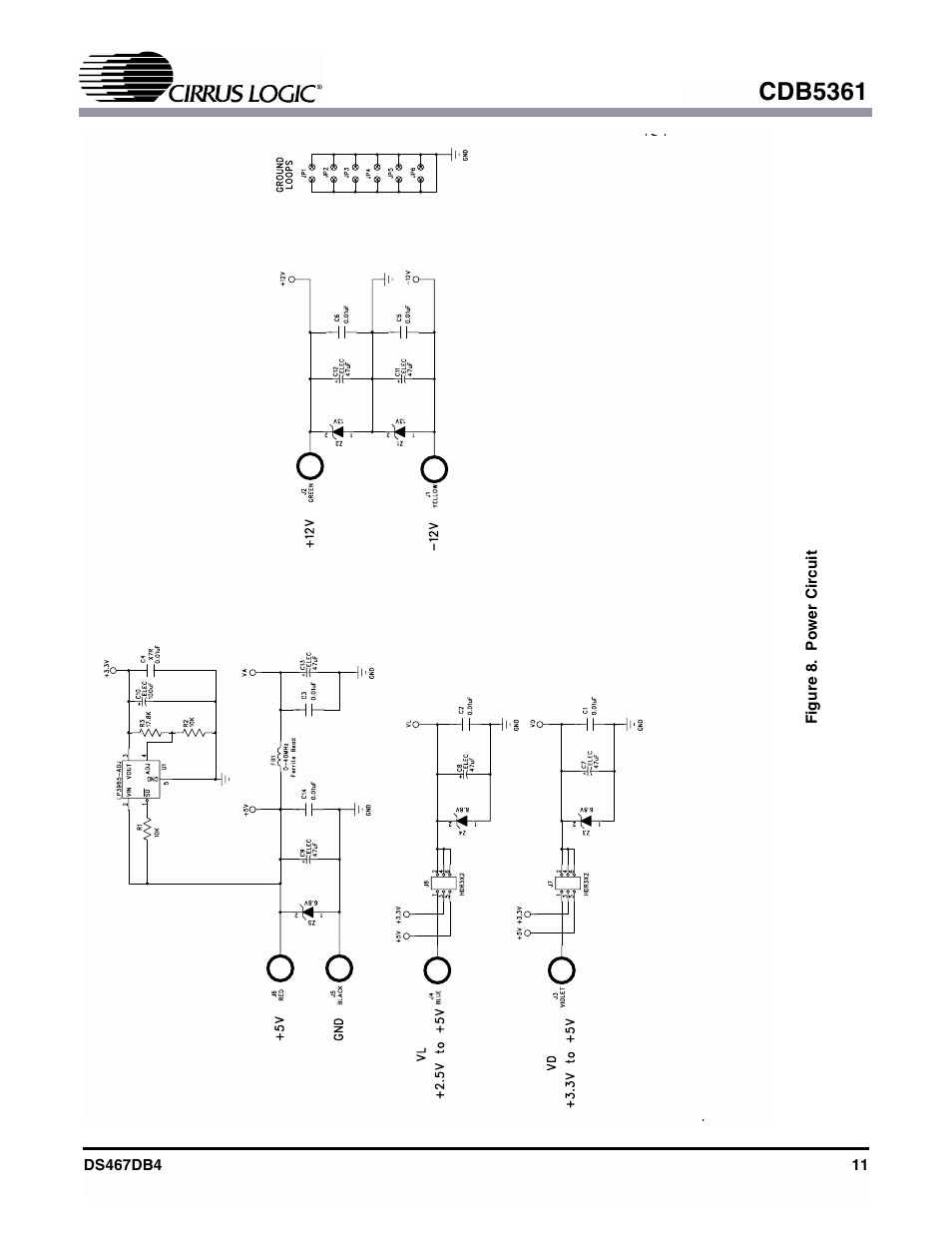 Figure 8. power circuit, Figure 8, Cdb5361 | Cirrus Logic CDB5361 User Manual | Page 11 / 16