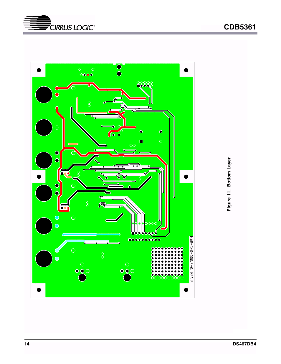 Figure 11. bottom layer, Cdb5361 | Cirrus Logic CDB5361 User Manual | Page 14 / 16