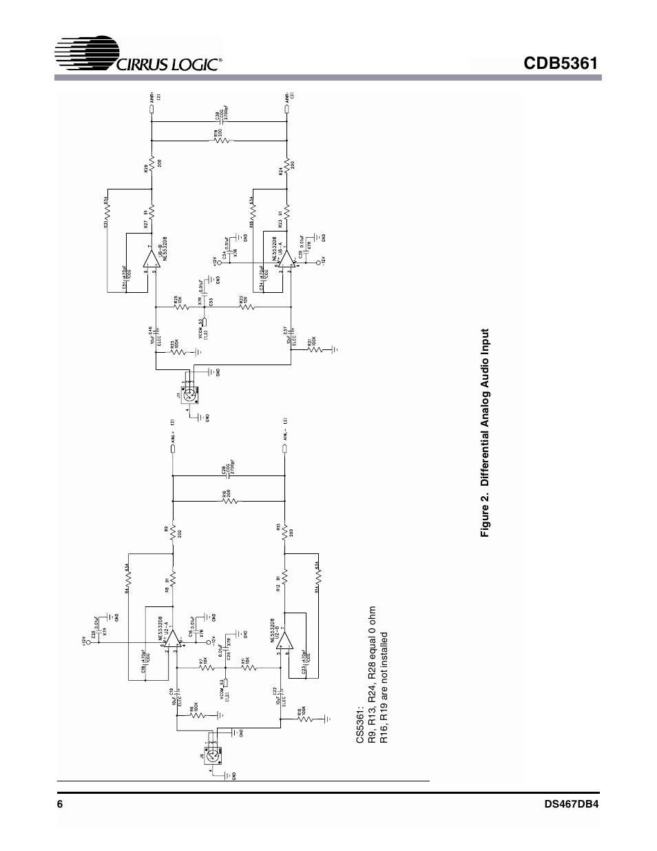 Figure 2. differential analog audio input, Figure 2, Cdb5361 | Cirrus Logic CDB5361 User Manual | Page 6 / 16