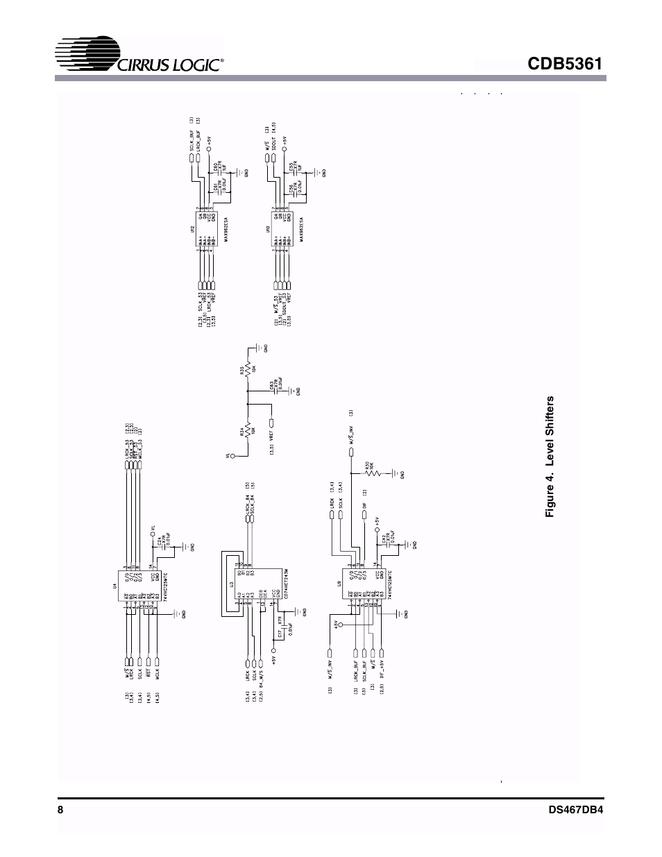 Figure 4. level shifters, Cdb5361 | Cirrus Logic CDB5361 User Manual | Page 8 / 16