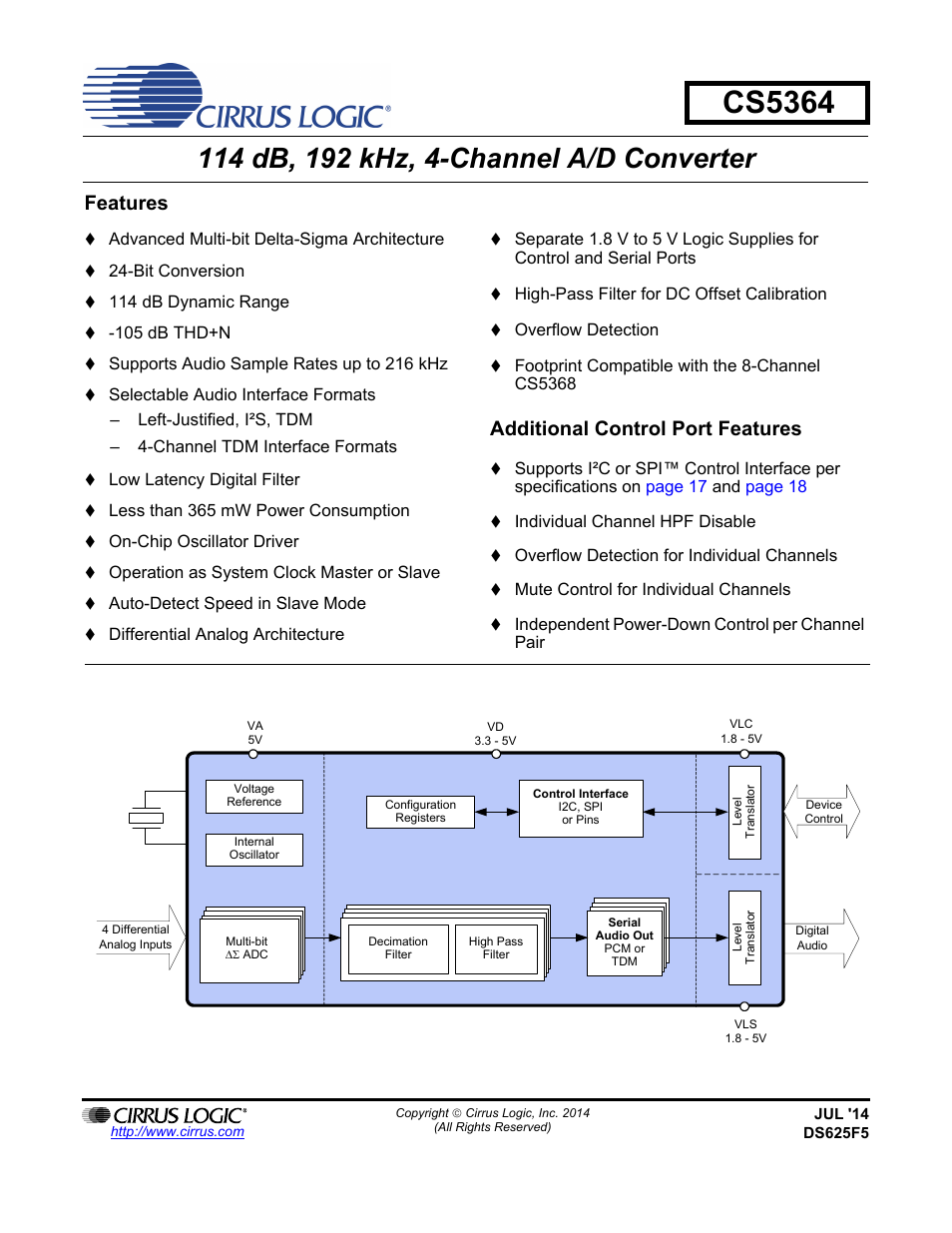 Cirrus Logic CS5364 User Manual | 42 pages