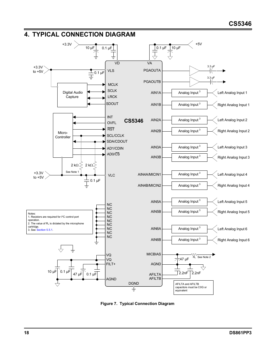 Typical connection diagram, Figure 7. typical connection diagram, Figure 7.typical connection diagram | Cs5346 | Cirrus Logic CS5346 User Manual | Page 18 / 38