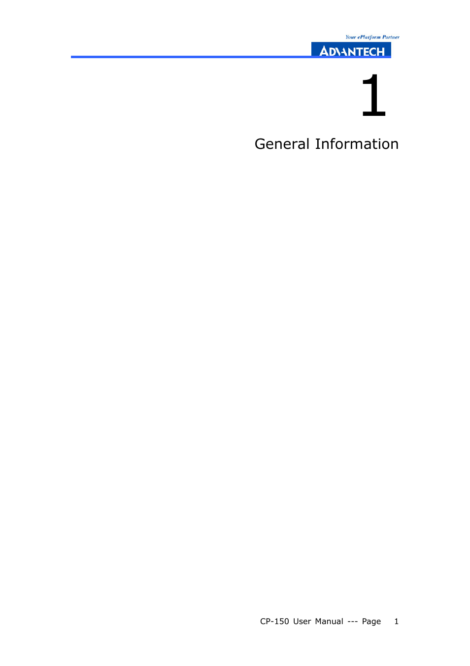 Chapter 1 general information | Advantech COMPACTPCI CP-150 User Manual | Page 10 / 54