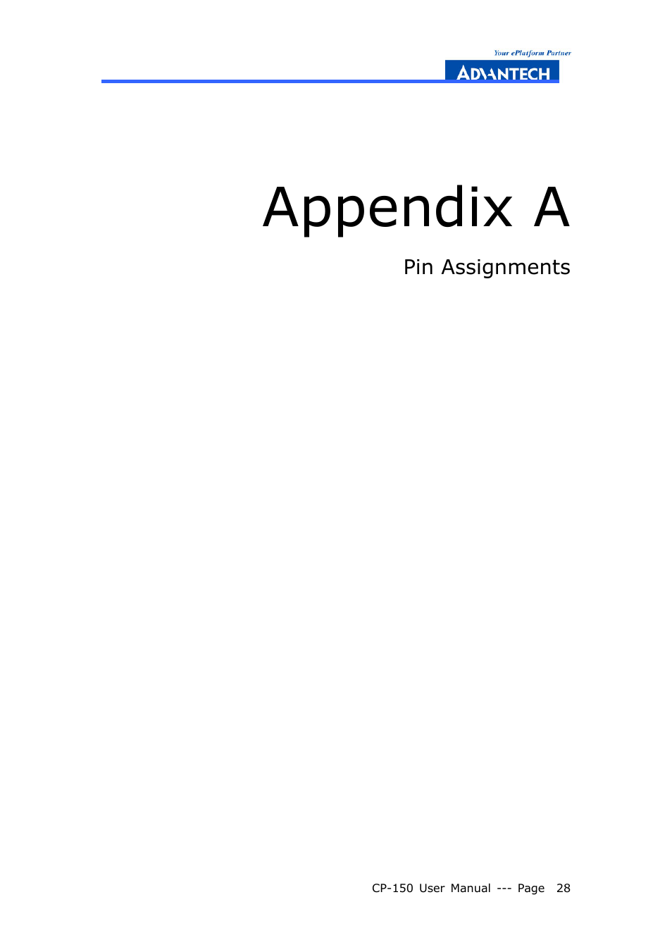 Appendix a | Advantech COMPACTPCI CP-150 User Manual | Page 37 / 54