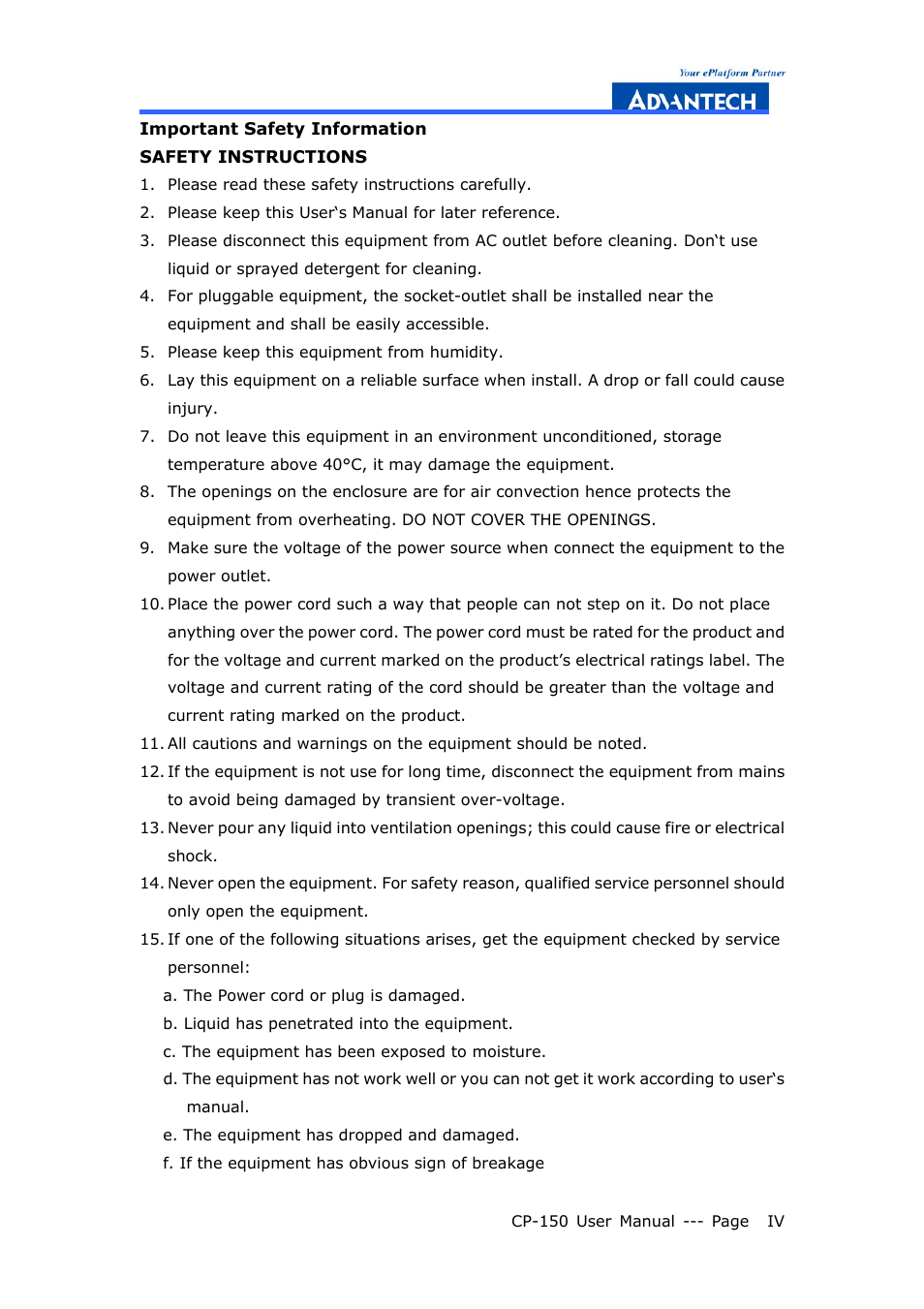 Advantech COMPACTPCI CP-150 User Manual | Page 4 / 54
