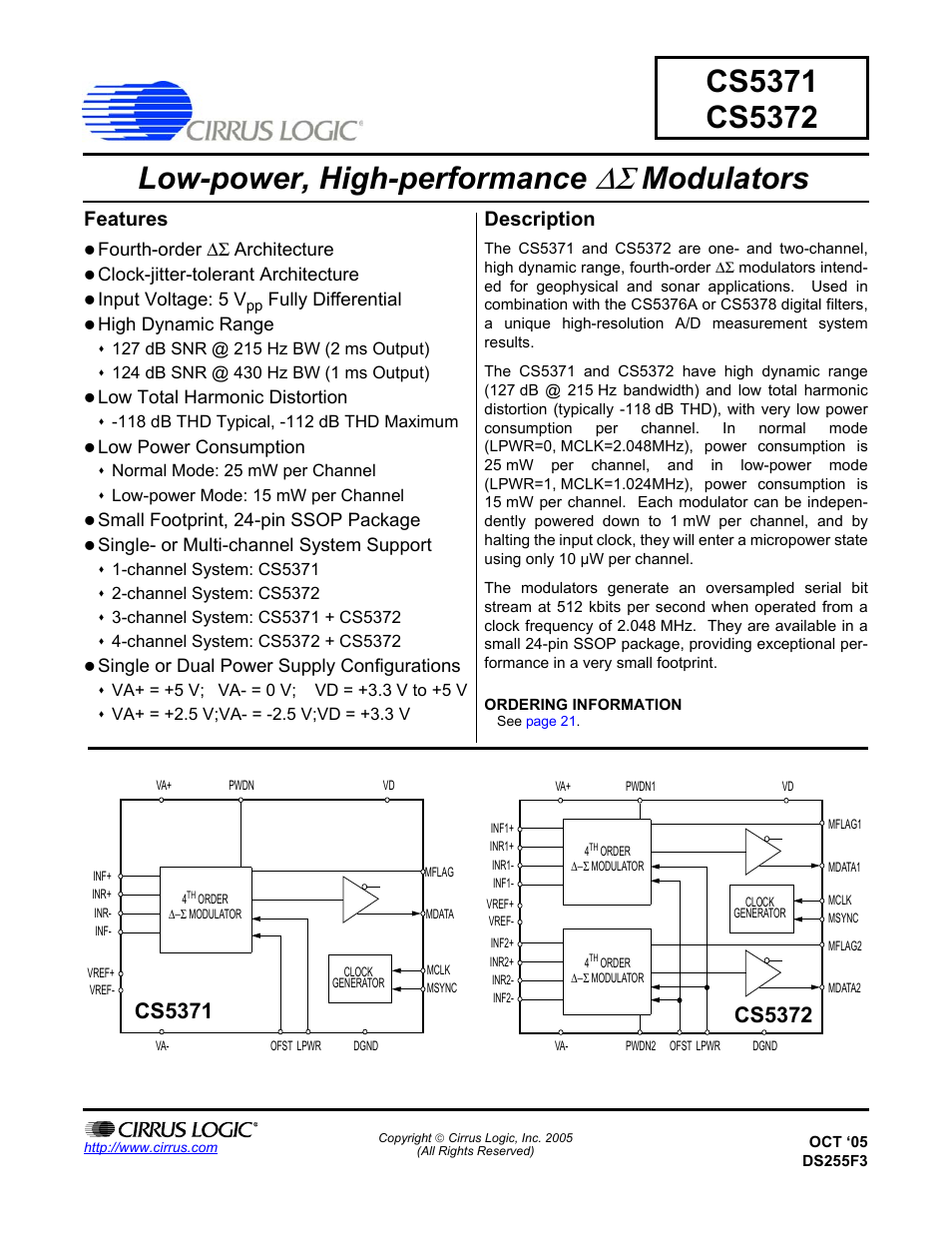 Cirrus Logic CS5372 User Manual | 22 pages