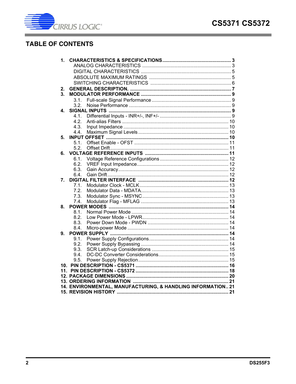 Cirrus Logic CS5372 User Manual | Page 2 / 22