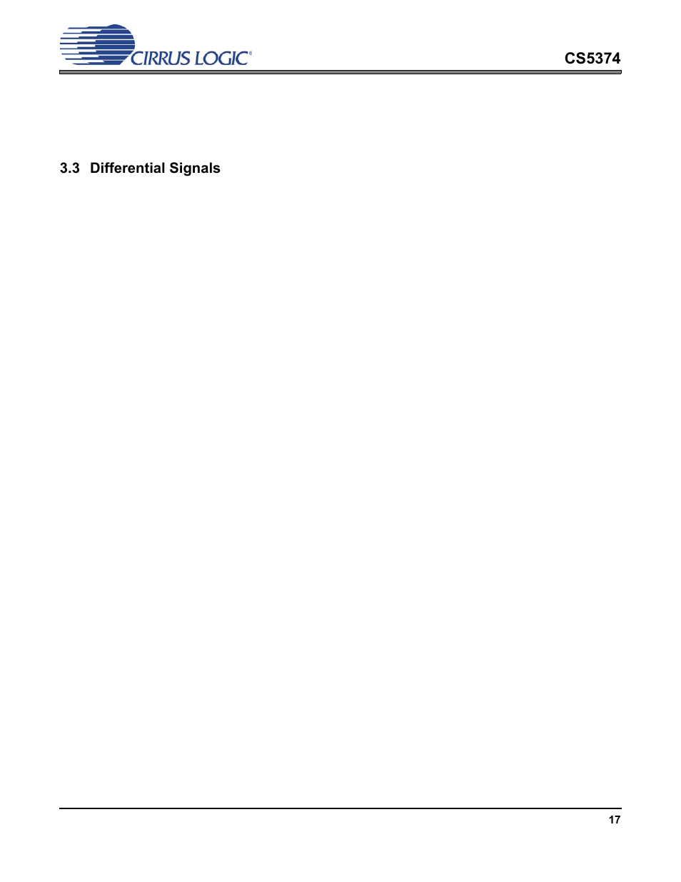 3 differential signals, Differential signals, Cs5374 | Cirrus Logic CS5374 User Manual | Page 17 / 44