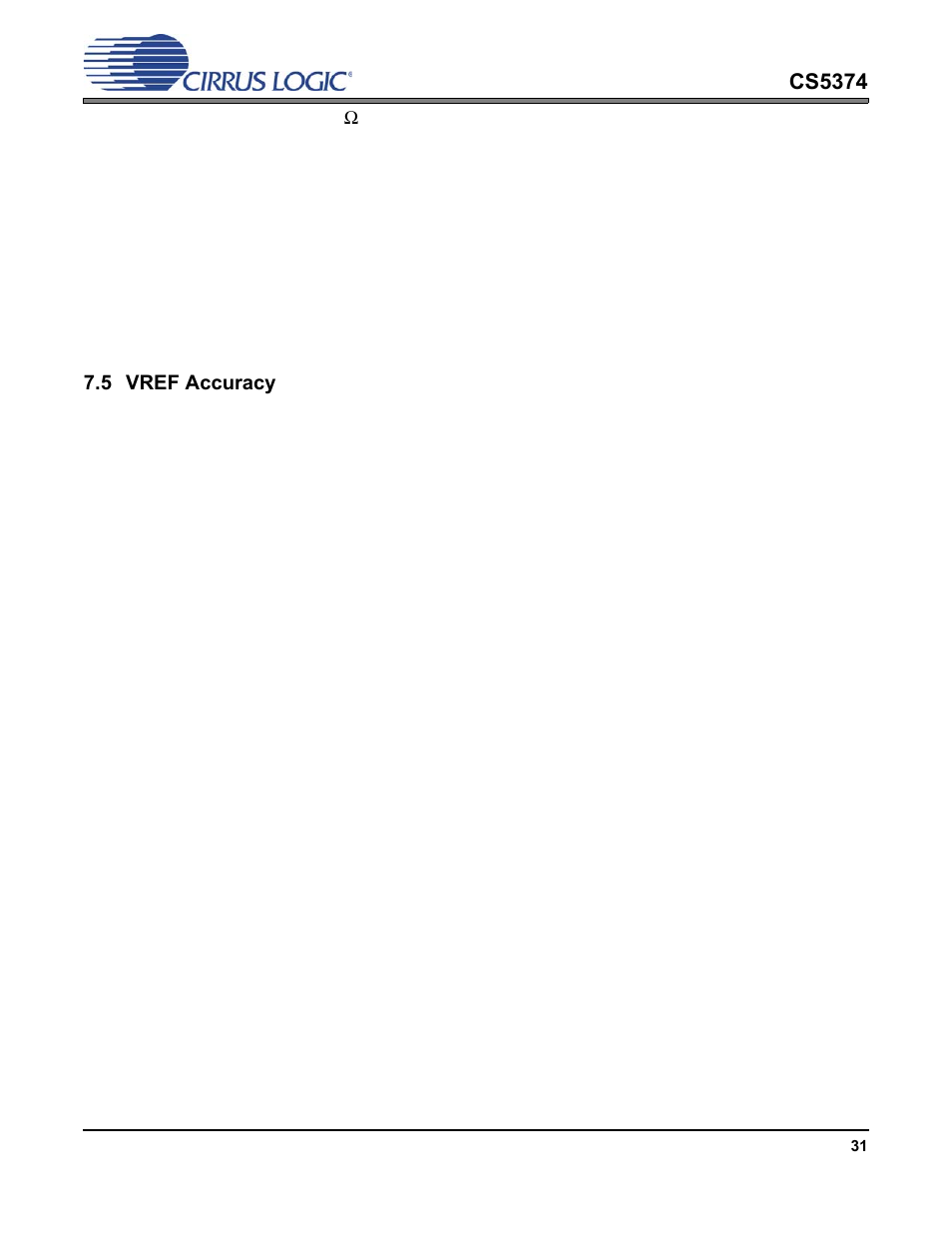 5 vref accuracy, Vref accuracy | Cirrus Logic CS5374 User Manual | Page 31 / 44