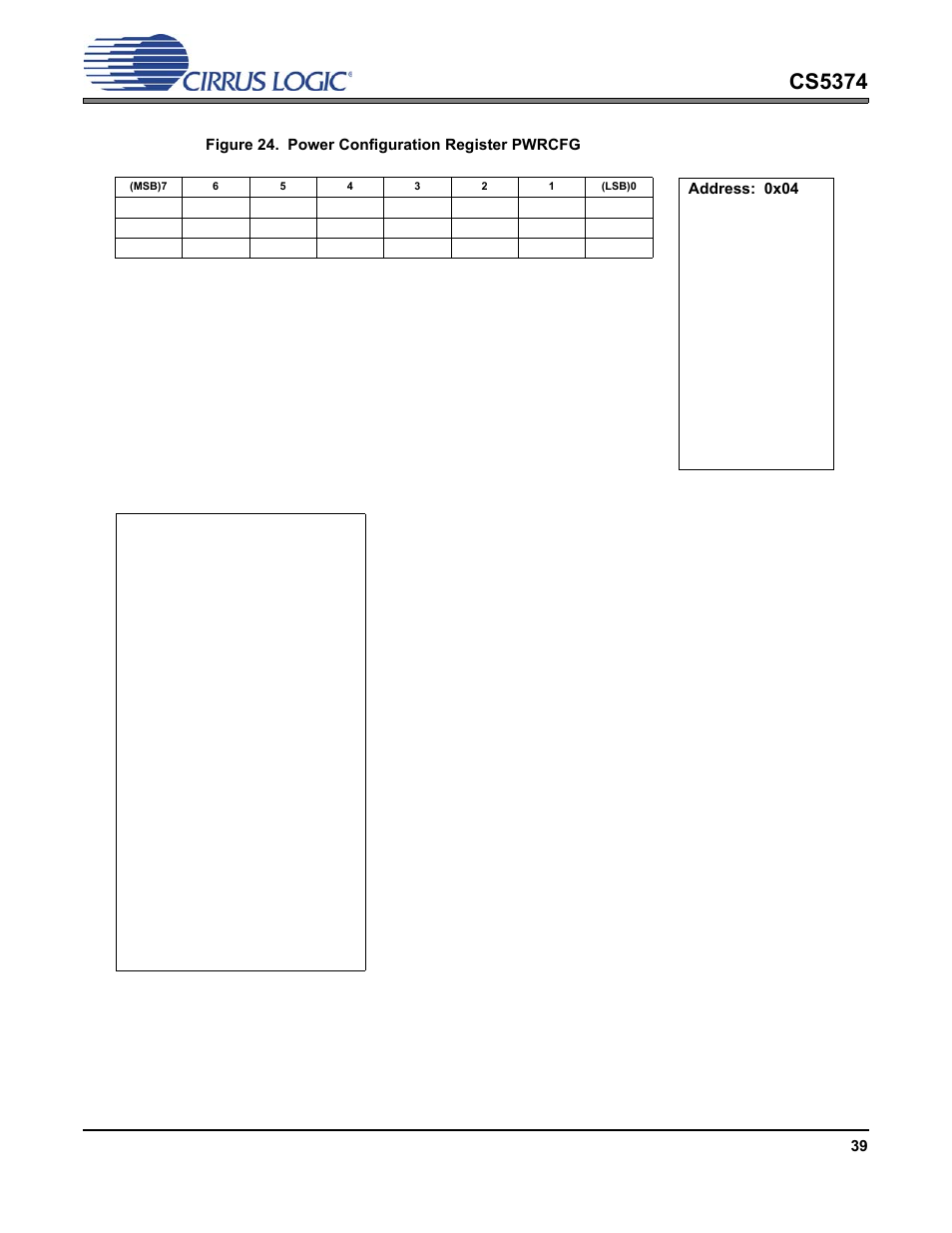 Figure 24. power configuration register pwrcfg, Cs5374 | Cirrus Logic CS5374 User Manual | Page 39 / 44