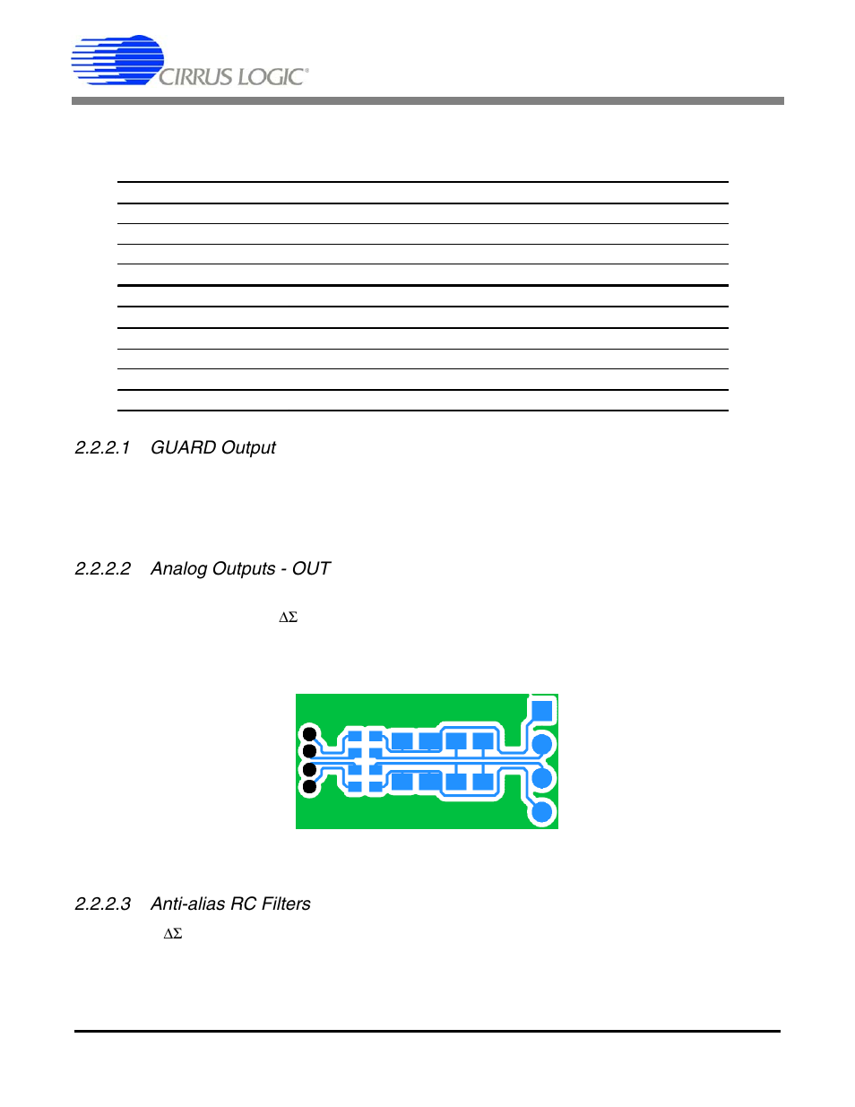 2 differential amplifiers, 1 guard output, 2 analog outputs - out | 3 anti-alias rc filters, Figure 2. rc filter external components, Cdb5374 | Cirrus Logic CDB5374 User Manual | Page 16 / 78